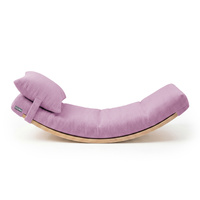 KiddyMoon Balance Board für Kinder aus Holz Balancierbrett mit Matratze und Kissen, Naturfarben/Hellviolett, Balance Board/Matratze/Kissen