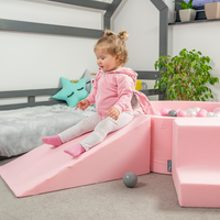 KiddyMoon Spielplatz aus Schaumstoff mit Bällebad und Bällen Hindernisläufen, pink:pastellbeige/pastellgelb/weiß/minze/puderrosa, Bällebad (200 Bälle) + Version 4
