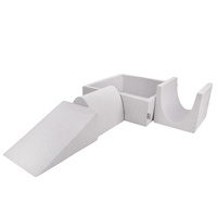 KiddyMoon Spielplatz aus Schaumstoff mit Quadrat Bällebad Bälle Hindernisläufen, hellgrau:gelb/grün/blau/rot/orange, Bällebad (200 Bälle) + Version 2