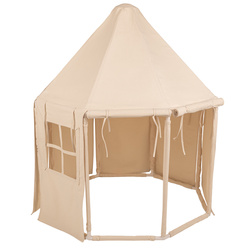 KiddyMoon Spielzelt Kinderzelt Faltbare Für Kinder Pavillon Förmiges Kinderhaus Leicht Zu Montieren Zum Spielen Und Entspannen Geeignet Für Drinnen Und Draußen, Naturfarbe:pastellbeige/weiß/gold, 300 Bälle