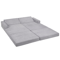 KiddyMoon Kindersofa aus Schaumstoff, Spielsofa für Kinder, Kindersessel, Sofa fürs Kinderzimmer, Kindercouch, Faltmatratze, dunkelgrau, Kindersofa