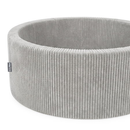KiddyMoon Bällebad für Kinder aus Schaumstoff, weicher Rippbezug, abnehmbarer Bezug, weiches und sicheres Spielzeug, waschbar, Hellgrau: Ohne Bälle, 90 x 30 cm Ohne Bälle