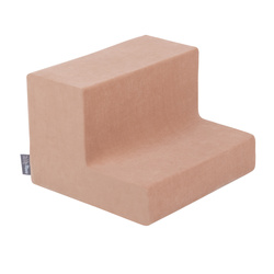KiddyMoon Spielplatz Velvet Aus Schaumstoff Mit Samt Rund Bällebad Ballgruben Für Babys Spielbad Hindernisläufen, Hergestellt In Der EU, wüstenrosa: pastellbeige/grau/weiß, Bällebad (100 Bälle) + Stüfchen