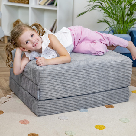 KiddyMoon Kinder Matratzen Aufklappen aus Schaumstoff Kindermatratze Kleinkindmatratze Kinderzimmer Faltmatratze, dunkelgrau, Matratzen