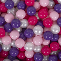 KiddyMoon Kinder Bälle für Bällebad Baby Spielbälle Plastikbälle ∅7cm Made in EU, puderrosa/perle/violett/dunkelpink, 100 Bälle/7cm