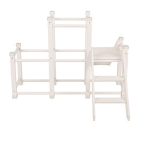 KiddyMoon Klettergerüst Indoor Holz Spielplatz Mit Rutsche Anti-Rutsch Pads Stabile Konstruktion, weiß, UNI