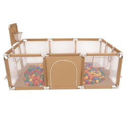 Laufstall Baby Großer Spielplatz mit Bällen Laufgitter für Kinder, beige:gelb/grün/blau/rot/orange, 200 Bälle