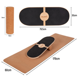Balance Board aus Holz für Erwachsene und Kinder Koordinationstraining Balancebrett Physiotherapie Skateboard Surfbrett Surf Sport Fitness Crossfit Yoga - Mit Matte und ohne Matte erhältlich, Natürlich, 80x30cm + matte