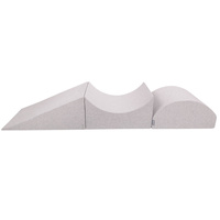 KiddyMoon Spielplatz aus Schaumstoff mit Bällebad und Bällen Hindernisläufen, hellgrau:perle/grau/transparent/puderrosa, Bällebad (300 Bälle) + Version 4