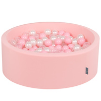 KiddyMoon Bällebad Bällepool mit bunten Bällen ∅ 7Cm  für Babys Kinder Rund, pink:puderrosa/perle/transparent, 90 x 30 cm 200 Bälle