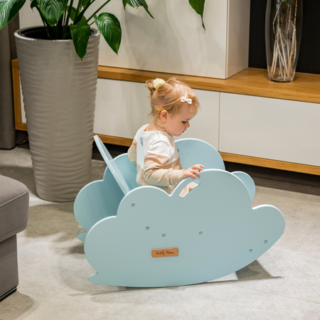 KiddyMoon Bogenwippe für Kinder Wölkchen Holzwippe Wippe Montessori AR-002, blau, Wölkchen