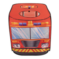 Feuerwehrauto-Zelt Kinder Spielhaus Faltzelt Pop Up Zelt Kinderzelt Indoor Outdoor Faltbar Spielhöhle Geschenk Für Jungen Mädchen Rollenspiel Abenteuer PH-500X, rot:grau/gelb/rot, 300 Bälle