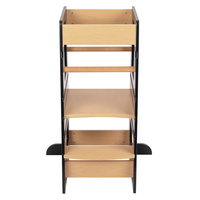 KiddyMoon Lernturm für Kinder ab 1 Jahr, Anti-Kipp-Schutz, 3-fach höhenverstellbar, Schutzbügel, Montessori Küchenhelfer, Schwarz/Natürlich, 91,5x39,3x49,4