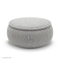 KiddyMoon Kinderpouf aus Schaumstoff mit abnehmbarem Bezug, hellgrau, M