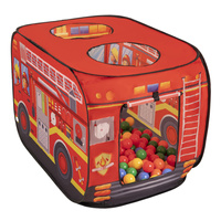 Feuerwehrauto-Zelt Kinder Spielhaus Faltzelt Pop Up Zelt Kinderzelt Indoor Outdoor Faltbar Spielhöhle Geschenk Für Jungen Mädchen Rollenspiel Abenteuer PH-500X, rot:gelb/grün/blau/rot/orange, 300 Bälle