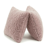 KiddyMoon Dekokissen für Kinder 2er Set Teddyplüsch Kinderzimmer 30x30 cm, rosa, 2er Pack