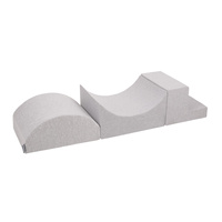 KiddyMoon Spielplatz aus Schaumstoff mit Quadrat Bällebad Bälle Hindernisläufen, hellgrau:weiß/grau/minze, Bällebad (200 Bälle) + Version 6