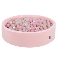 KiddyMoon Rund Bällebad Bällepool ∅ 7Cm Ballgruben Bunten Bällen Für Babys Spielbad Kleinkinder, Hergestellt in der EU, pink:pastellbeige/puderrosa/perle, 120x30cm/600 Bälle