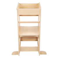 KiddyMoon Lernturm für Kinder ab 1 Jahr, Anti-Kipp-Schutz, 3-fach höhenverstellbar, Montessori Küchenhelfer ST-003, Natürlich, 91,5x39,3x49,4