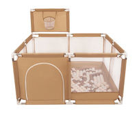 Laufstall mit Korb und Bällen Laufgitter für Kinder, beige:pastellbeige/kupferrot/perle, 100 Bälle