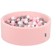 KiddyMoon Bällebad Bällepool mit bunten Bällen ∅ 7Cm  für Babys Kinder Rund, pink:weiß/grau/rosa, 90 x 30 cm 200 Bälle