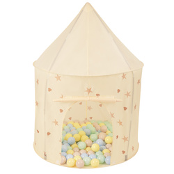Kinderzelt Spielzelte in Pavillonform Für Kinder Leicht Aufzubauen Tragbar Spielhaus Perfekt Für Drinnen Und Draußen, hellbeige: pastellbeige/pastellblau/pastellgelb/minze, 100 Bälle