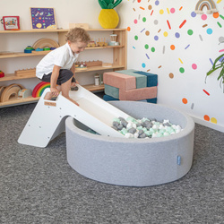 KiddyMoon Rutsche / Sitz 2in1 aus Holz für Kleinkinder, Freistehende Rutsche SC-002, weiß, Groß
