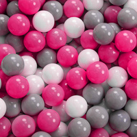 KiddyMoon Bällebad Bällepool mit bunten Bällen ∅ 7Cm für Babys Kinder Rund, pink:weiß/grau/dunkelpink, 90 x 30 cm 300 Bälle