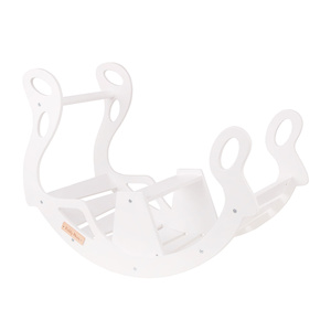 KiddyMoon Rocker Bogen Wippe aus Holz für Kinder, Kletterbogen Holz Wippe Babys Wippe, Holzbogen, Holzspielzeug Montessori Spielzeug, Modell WR-001, Weiß, 90,6x39x69 cm