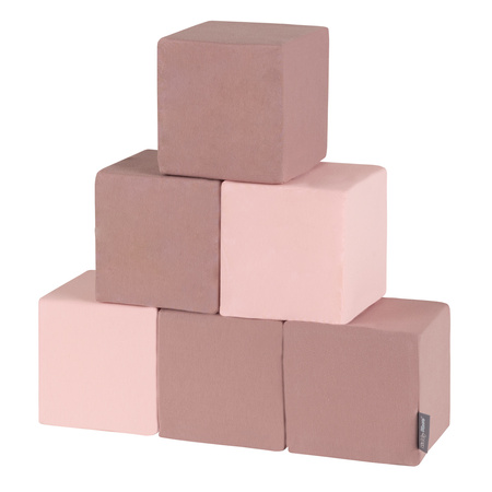 KiddyMoon Schaumstoff Würfel für Baby Weiche Blöcke Schaum Spielzeug Montessori-Spielzeug mit Schaum und viel Spaß für Kinder, Hergestellt in der EU, Blöcke: erikafarben-pink, 6 Stücke