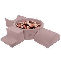 KiddyMoon Spielplatz aus Schaumstoff mit Bällebad und Bälle Hindernisläufen, erikafarben:braun/kupferrot/pastellbeige/lachsfarben, Bällebad (200 Bälle) + Version 6