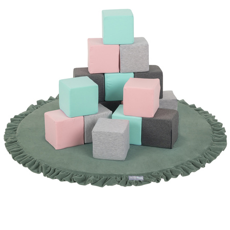KiddyMoon Spielmatte für Kinder Aus Schaumstoff Montessori Weiche Kindermatte Babymatte Baby Spieldecke Krabbelmatte Schaumstoffmatte Spielzeug Teppich, Hergestellt In EU, Waldgrün