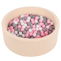 Bällebad Bällepool für Baby Kinder mit 200 bunten Bällen Rund, beige:weiß/grau/puderrosa, 90x30cm/200 Bälle