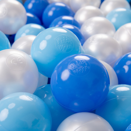 KiddyMoon Kinder Bälle für Bällebad Baby Spielbälle Plastikbälle ∅7cm Made in EU, baby blau/blau/perle