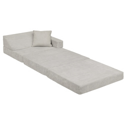 KiddyMoon Kindersessel aus Schaumstoff Sessel für Kinder Kinderzimmer Faltmatratze Relaxsessel Kuschelsessel, hellgrau, Kindersofa mit Kissen