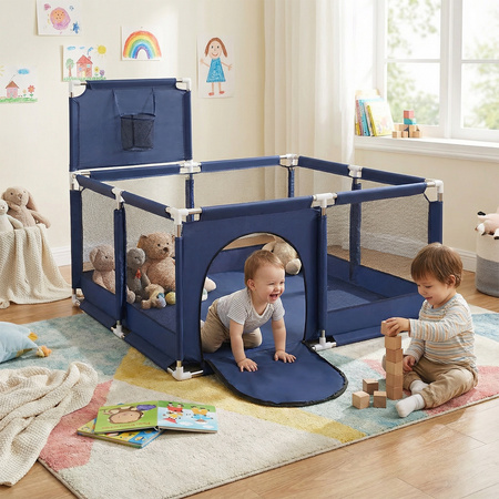 Laufstall mit Korb und Bällen Laufgitter für Kinder, Blau, Keine Bälle