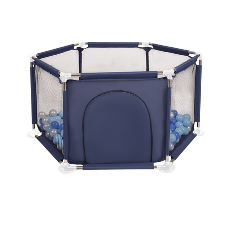 Sechseckiger Laufstall mit Bällen Laufgitter für Kinder, Blau:babyblau/blau/perle, 400 Bälle