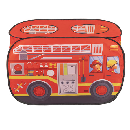 Feuerwehrauto Zelt Und Feuerwache Zelt Spielhaus Für Kinder Spielzelt Set Faltbar Pop Up Indoor Outdoor Rollenspiel Geschenk Für Jungen Mädchen Abenteuer PH-400X+PH-500X, rot:grau/gelb/rot, 600 Bälle