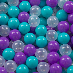 KiddyMoon Kinder Bälle für Bällebad Baby Spielbälle Plastikbälle ∅7cm Made in EU, türkis/violett/transparent, 200 Bälle/7cm