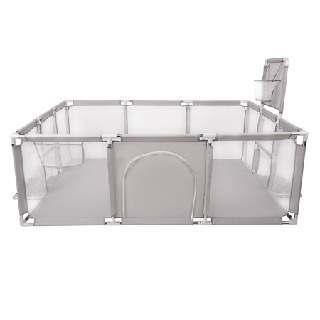 Laufstall Baby Großer Spielplatz mit Bällen Laufgitter für Kinder, grau: grau/weiß/transparent/babyblue, 900 Bälle