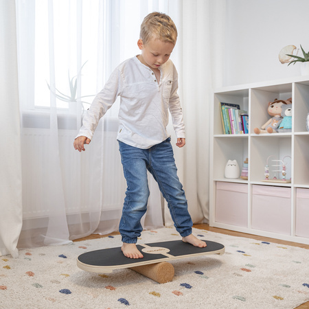 Balance Board aus Holz für Erwachsene und Kinder Koordinationstraining Balancebrett Physiotherapie Skateboard Surfbrett Surf Sport Fitness Crossfit Yoga - Mit Matte und ohne Matte erhältlich, Natürlich, 80x30cm