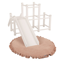 KiddyMoon Klettergerüst Indoor Holz Spielplatz Mit Rutsche Anti-Rutsch Pads Stabile Konstruktion, weiß, UNI