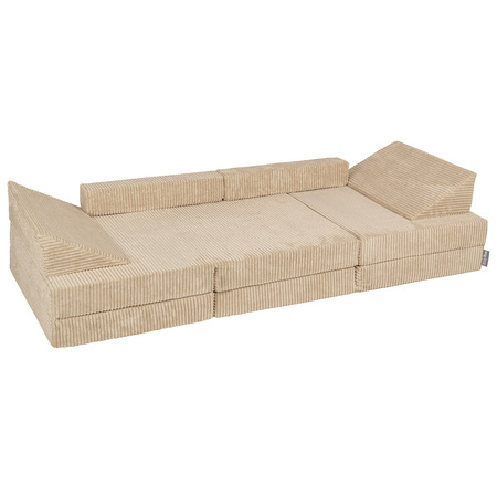KiddyMoon Kindersofa aus Schaumstoff Spielsofa für Kinder Schlafsofa Kindersessel Sofa für Kinderzimmer Kindercouch Faltmatratze, beige, Kindersofa