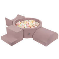 KiddyMoon Spielplatz aus Schaumstoff mit Bällebad und Bälle Hindernisläufen, erikafarben:pastellbeige/pastellgelb/weiß/minze/puderrosa, Bällebad (300 Bälle) + Version 6