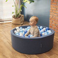 KiddyMoon Bällebad Bällepool mit bunten Bällen ∅ 7Cm  für Babys Kinder Rund, dunkelblau, 90 x 30 cm 200 Bälle
