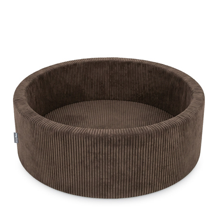 KiddyMoon Bällebad für Kinder aus Schaumstoff, weicher Rippbezug, abnehmbarer Bezug, weiches und sicheres Spielzeug, waschbar, Braun: Ohne Bälle, 90 x 30 cm Ohne Bälle