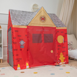 Spielhaus Spielzelt Feuerwehrhaus Faltbares Für Kinder Realistisches Design Langlebige Und Sichere Materialien Leicht Zu Montieren Perfekt Für Drinnen Und Draußen, rot-grau, Keine Bälle