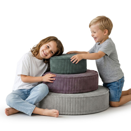 KiddyMoon 3-Teilige Schaumstoff Elements für Kinder Kinderzimmer-Accessoire, zielony-fioletowy-jasnoszary
