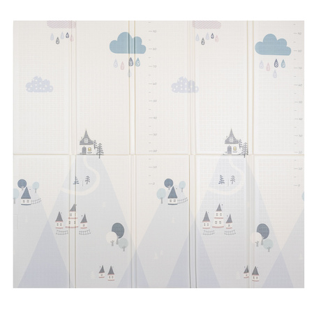 KiddyMoon Babymatte Zweiseitige Krabbelmatte Schaumstoffmatte Für Kinder Kindermatte Kindgerechte Muster Spielplatz Entwicklung Sicherer Und Bequemer Ideal Für Drinnen Und Draußen, Grau-Bergen, 180x200x1,5cm