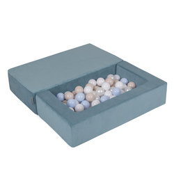 KiddyMoon Kindersofa und Bällen Für Kinder Weiches Schaumstoff-Sofa Leich Modulares Sofa Vielseitig Abnehmbarer Bezug Perfekt für Spiel Lernen und Entspannung, blau: pastellbeige/pastellblau/weiß/perle, Sofa + 100 Bälle